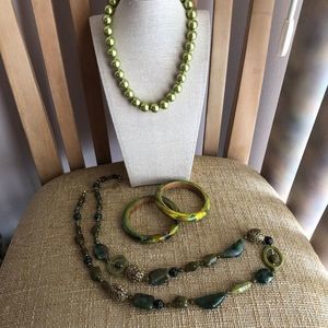Shades of Green Costume Jewelry Lot
